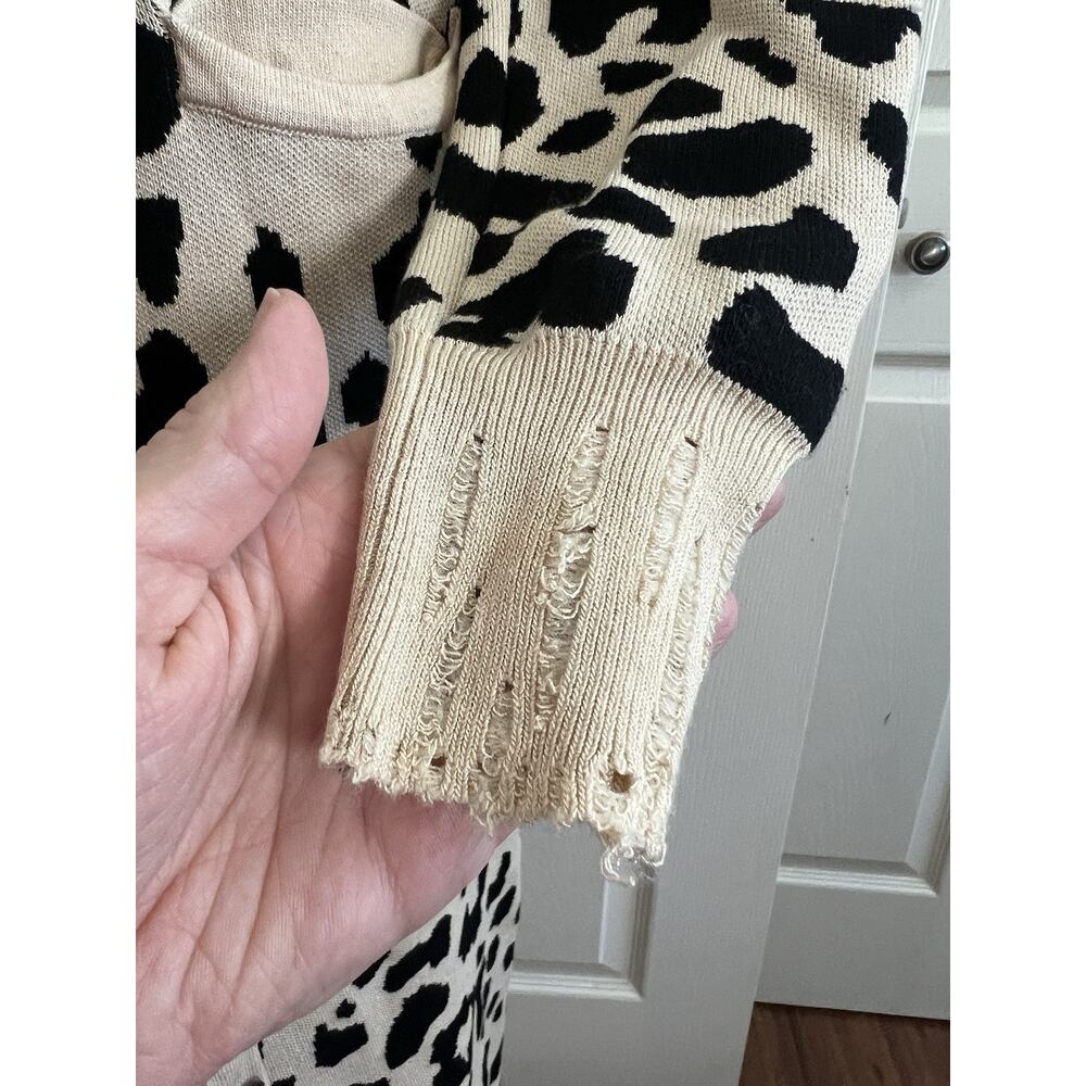 HERA COLLECTION Leopard Print Distressed Hem Button Maxi Cardigan - Picture 7 of 12